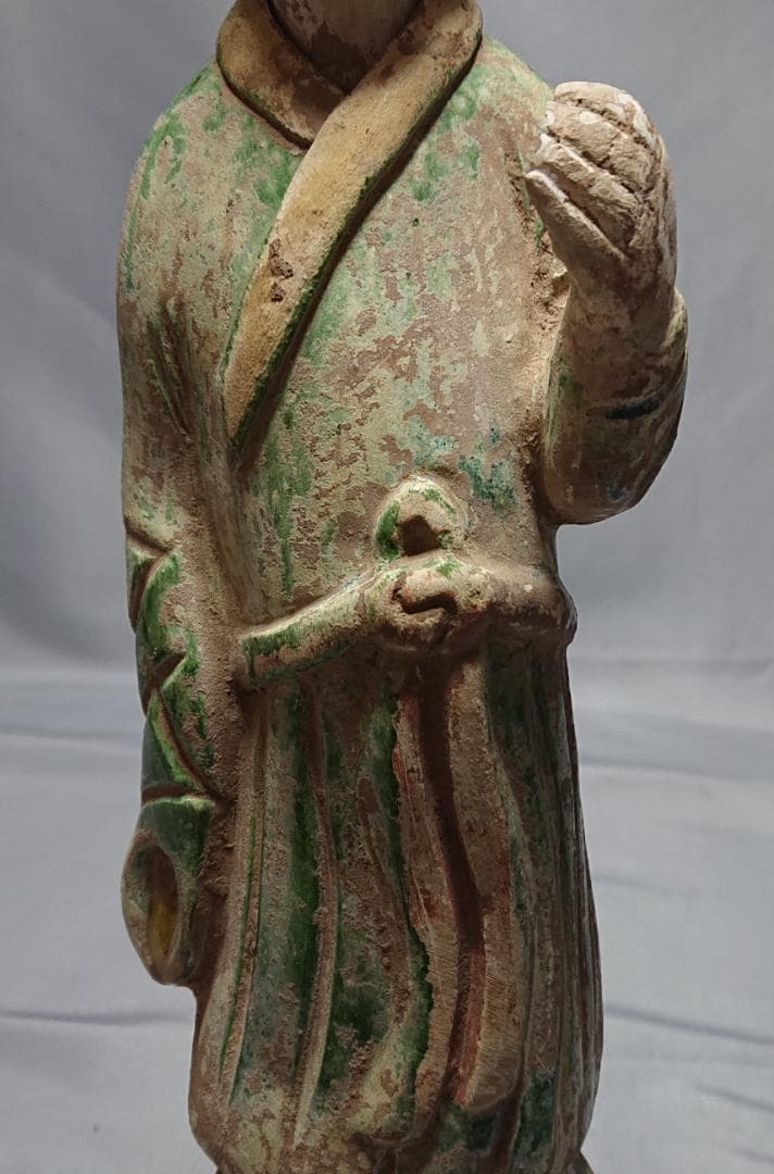 コレクター収集品　中国　唐三彩　立像　36.5cm