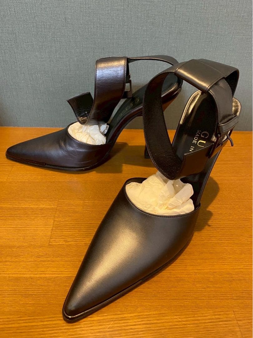 GUCCI グッチ　アンクルストラップ　ミュール　パンプス　ピンヒール