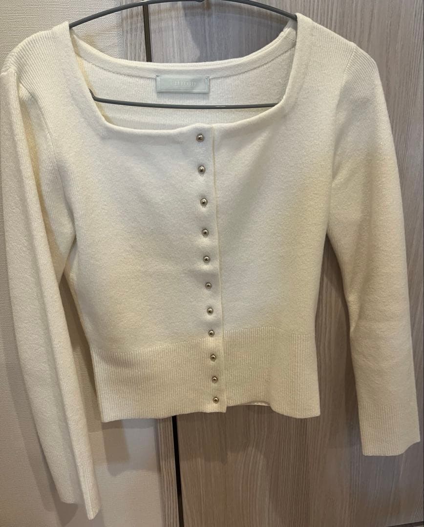 CELFORD スクエアネックラメニットカーディガン