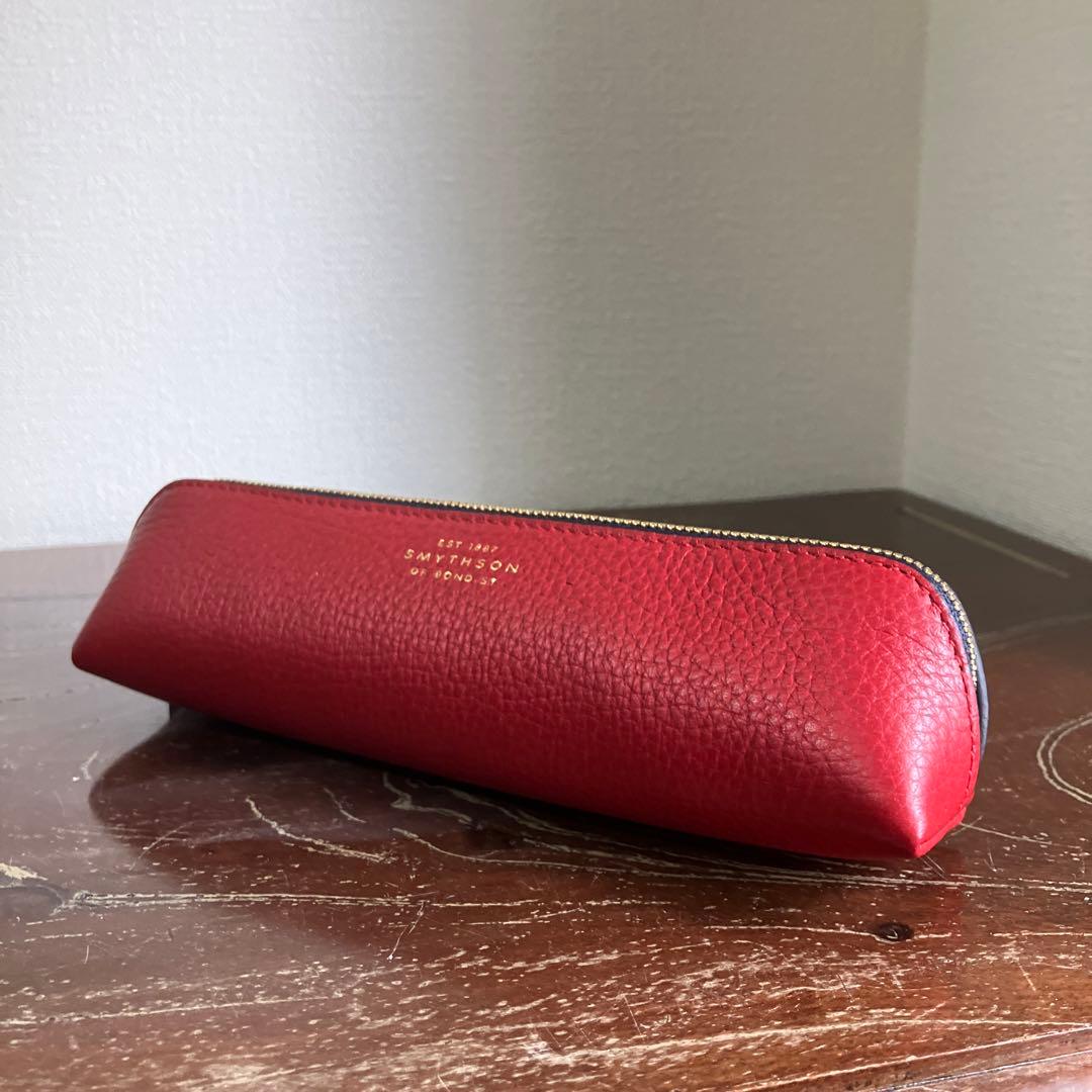 SMYTHSON 赤 筆箱　新品未使用　値下げ不可