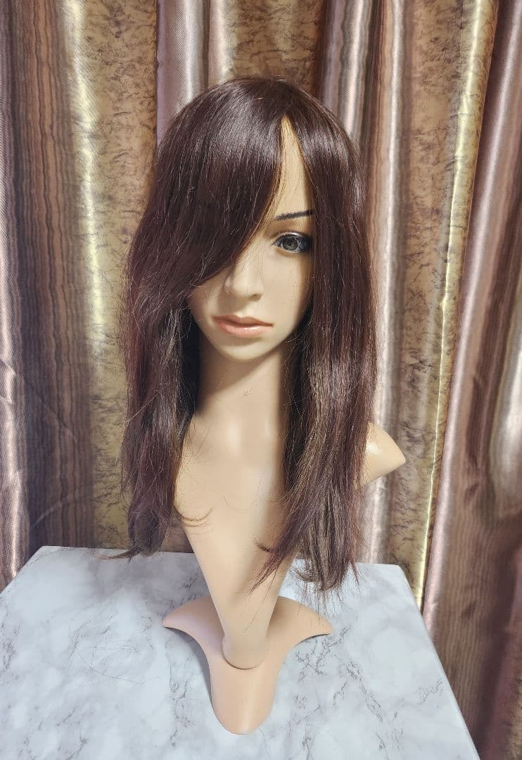 高級人毛100% ストレートウィッグ ロング