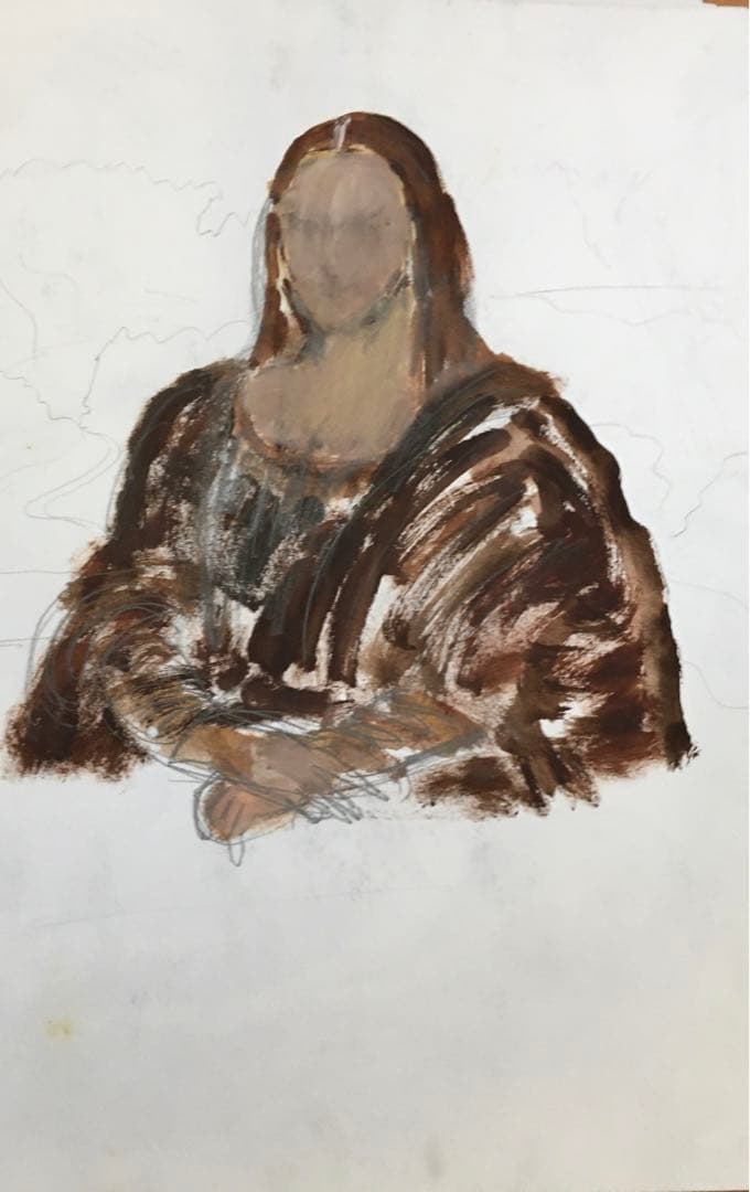 【良品】水彩画　レオナルド・ダ・ヴィンチ　モナリザ　下絵