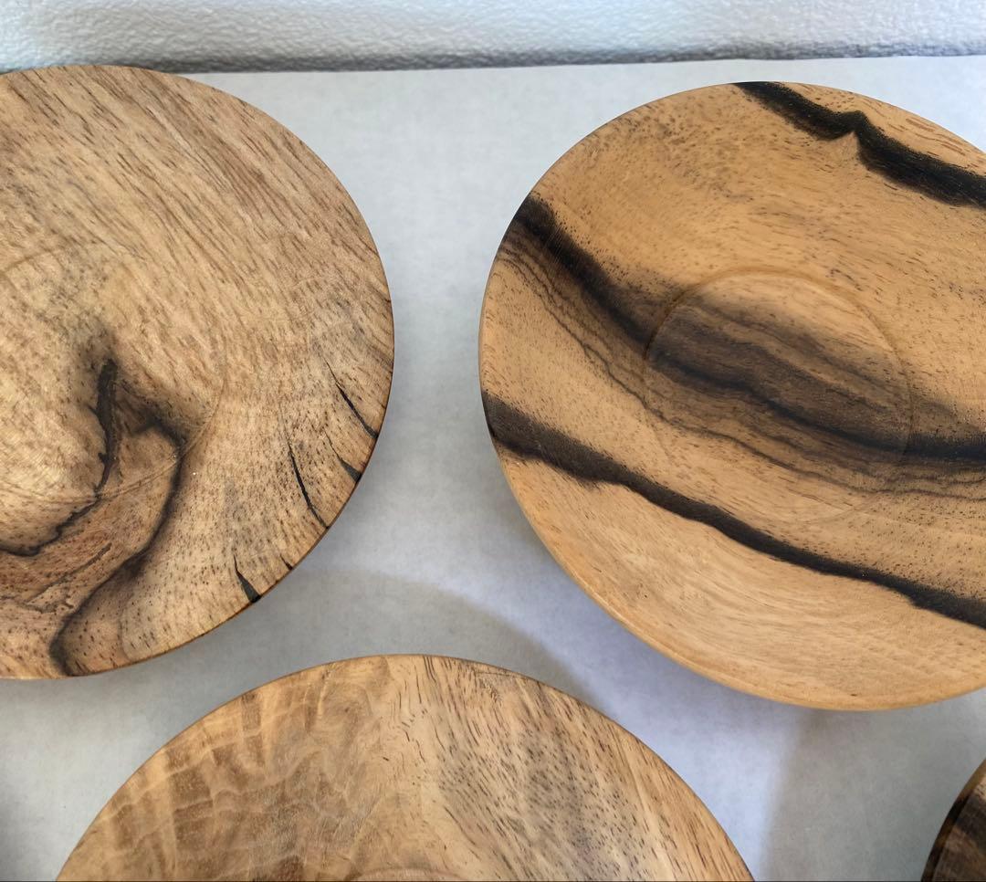 黒柿茶托 5客と茶入れのセット