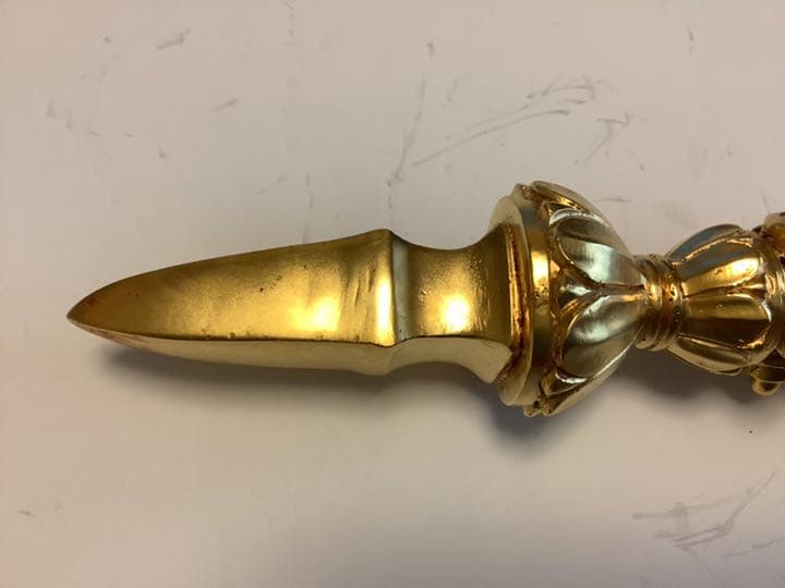 《 新品　1点物 》24金張り　独鈷杵　プルパ　仏教　特大　約23センチ　10