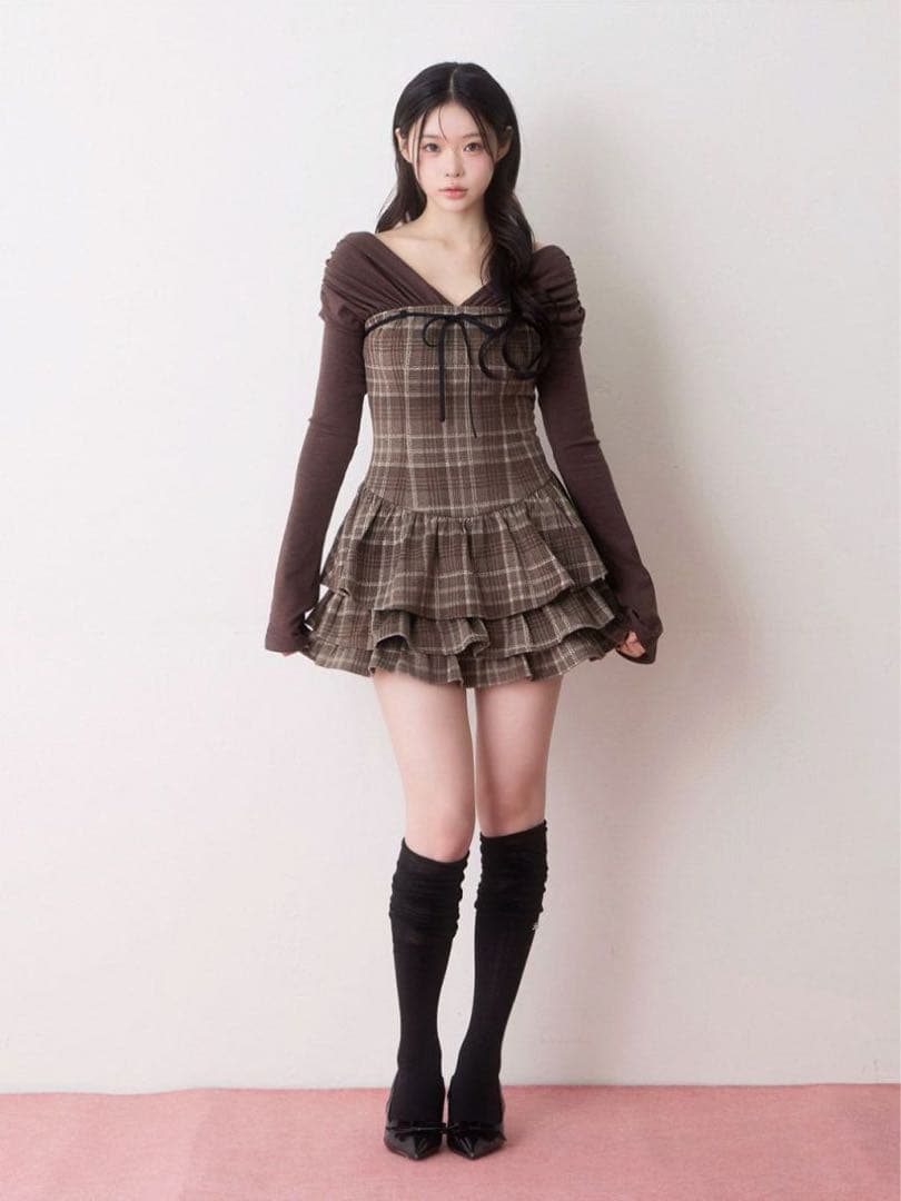 BUBBLES チェックレイヤードワンピース ブラウン 新品タグ付き♡
