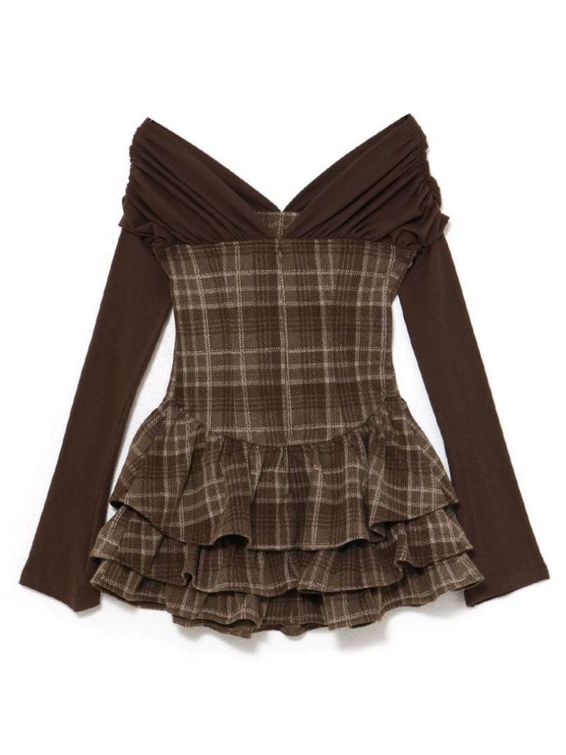 BUBBLES チェックレイヤードワンピース ブラウン 新品タグ付き♡