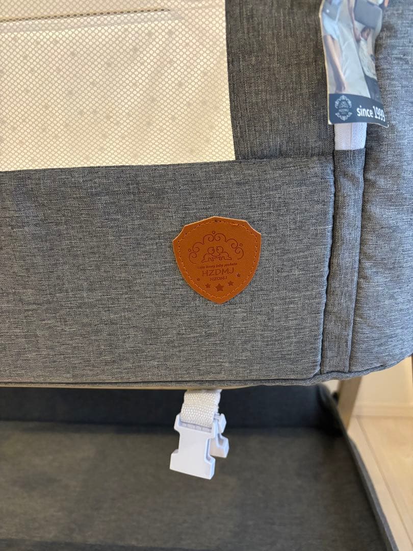 HZDMJ ベビーベッド グレー 折りたたみ　蚊帳付き