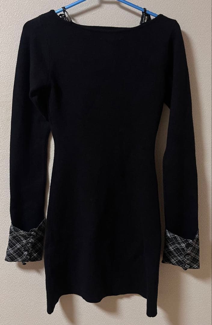 bubbles オープンリボンチェックワンピース M