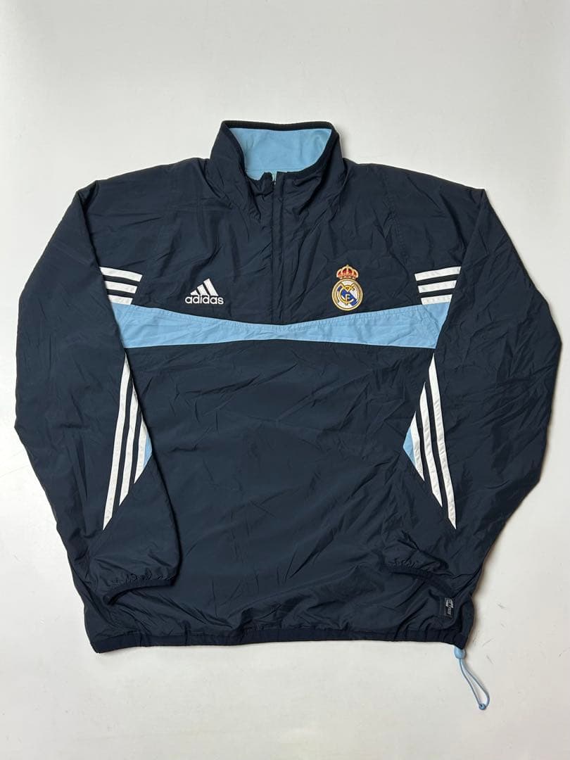 adidas レアル・マドリード　ハーフジップ　サッカーウェア　ネイビー　XO