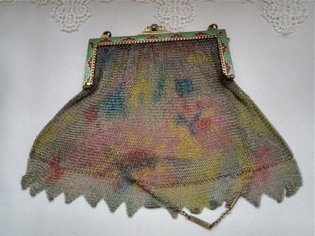 レア　極細　繊細　アンティーク　メタルパティーバック　アールヌーヴォー