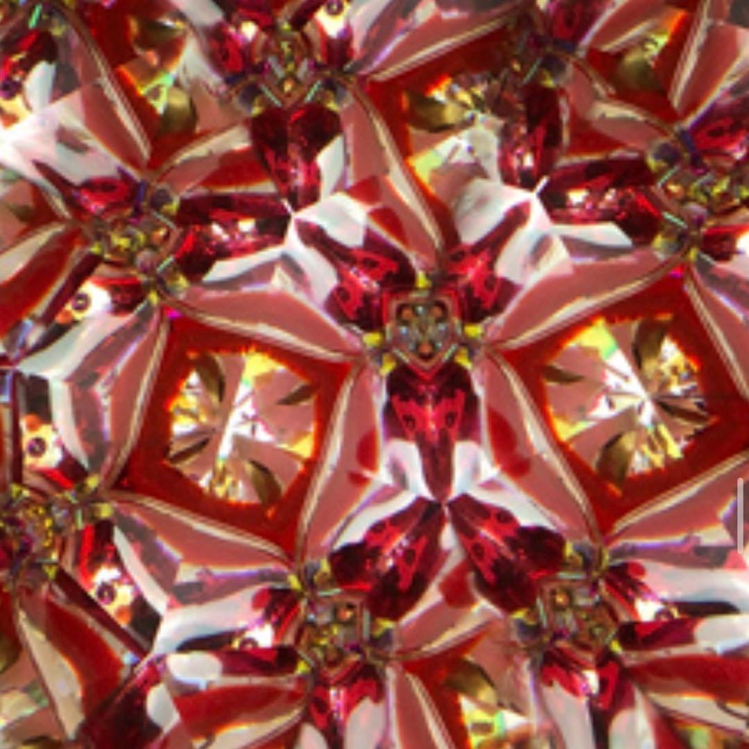 万華鏡　手動クランク式赤と金の装飾品