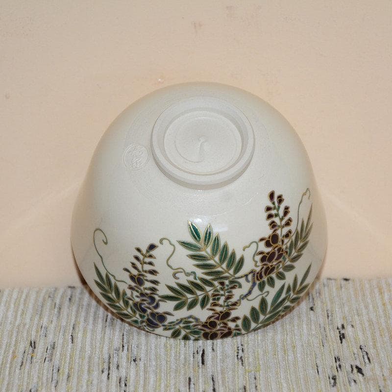 茶道具　色絵藤画茶碗　京焼　洛陶窯　相模 竜泉　美品　中古　送料込み