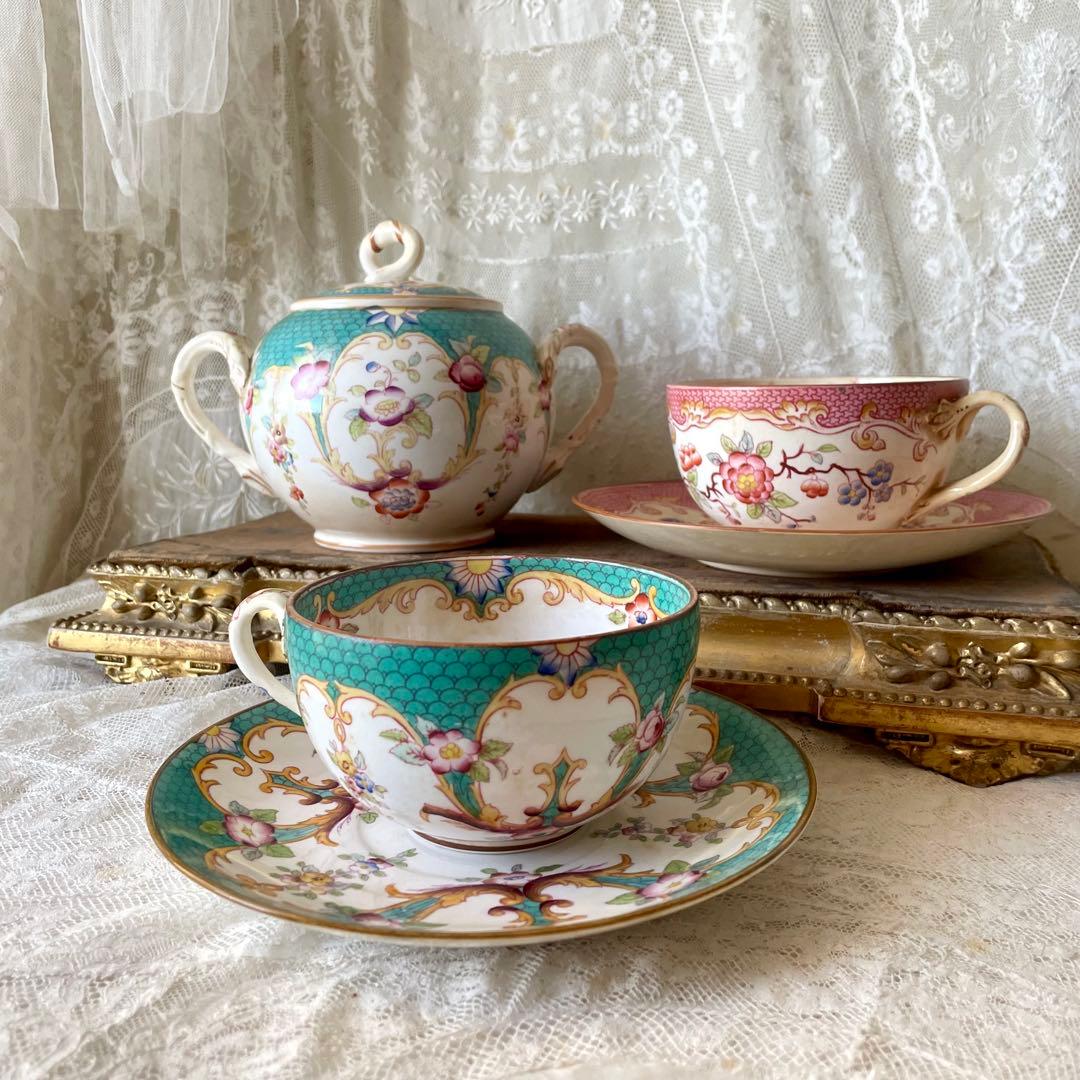 【レア】サルグミンヌミントン　ショコラカップ　緑　C&S フランスアンティーク