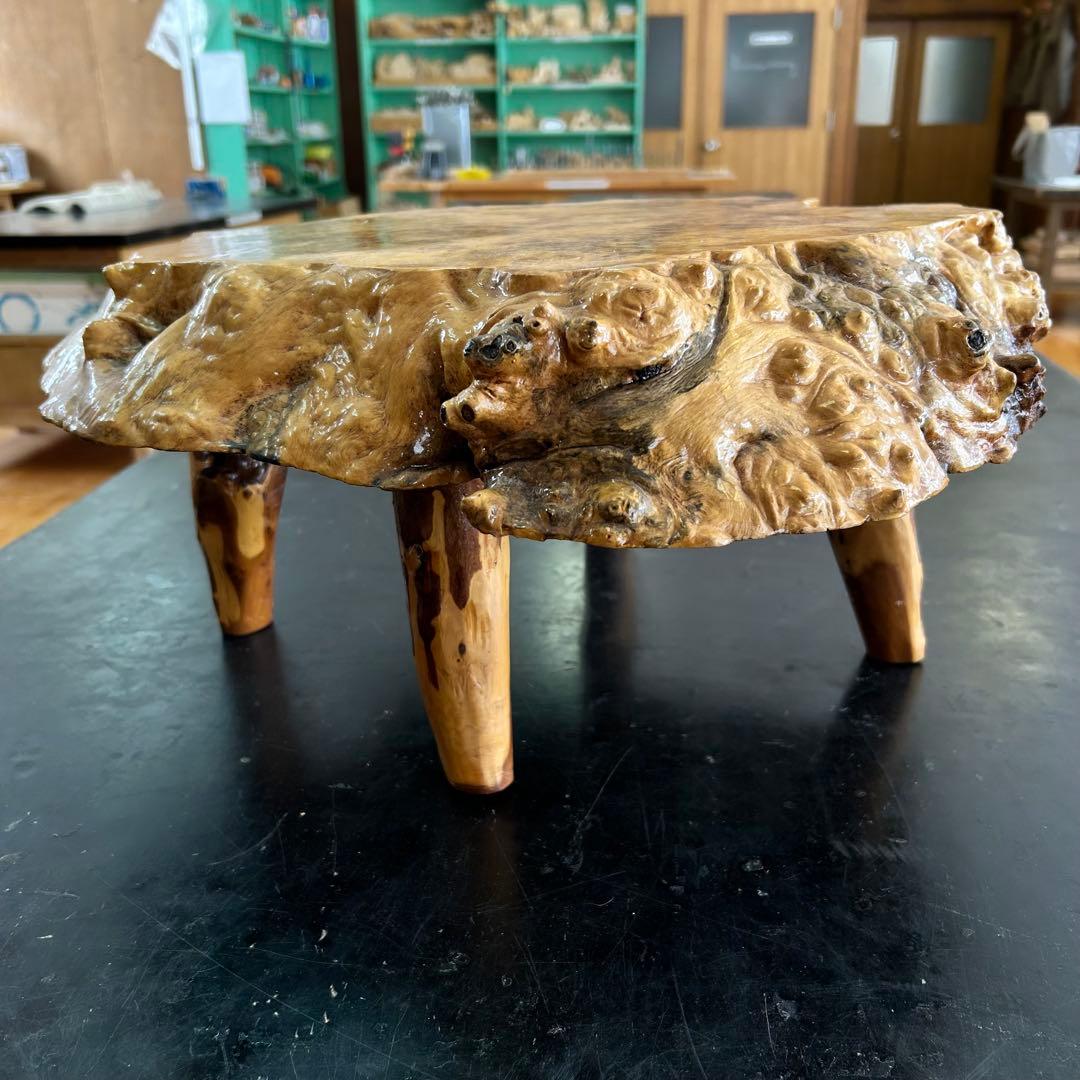 こぶ 無垢 一枚板 天然木 座卓 ローテーブル 鉢台 b