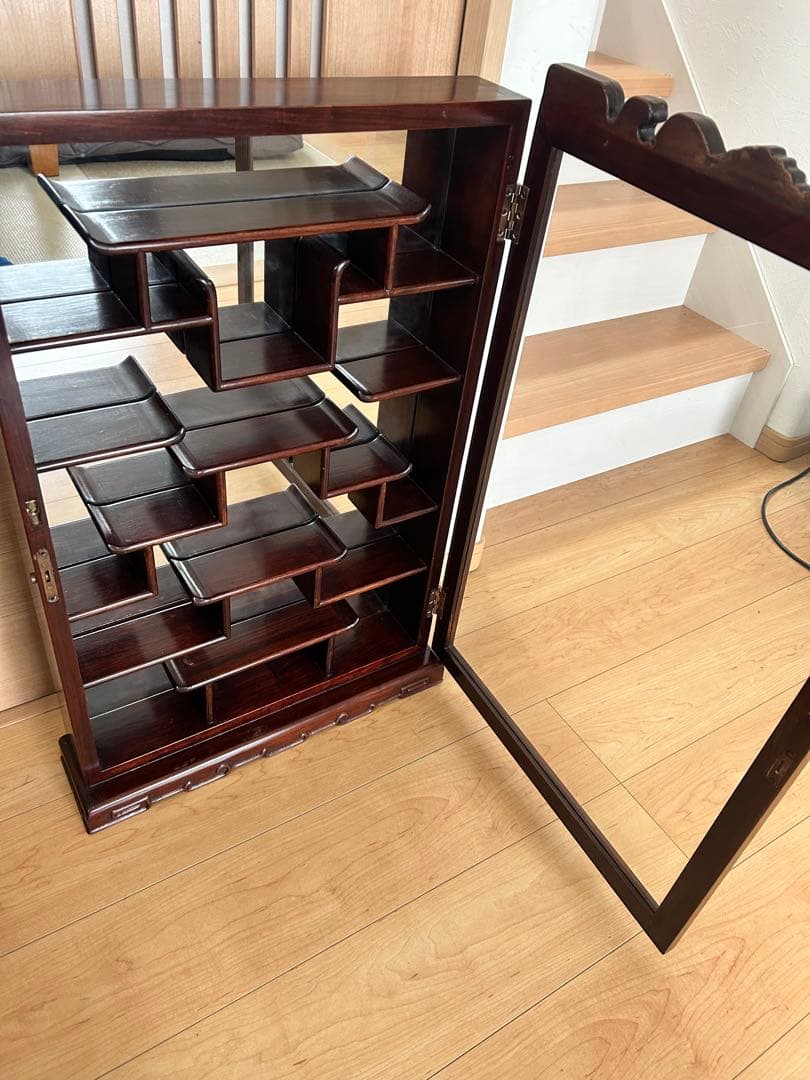 飾り棚 唐木 中国 古美術 アンティーク ビンテージ 鏡 壁掛け