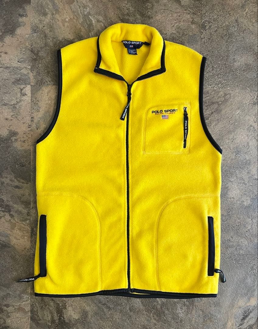 90s POLO SPORT ポロスポーツ フリースベスト イエロー XL