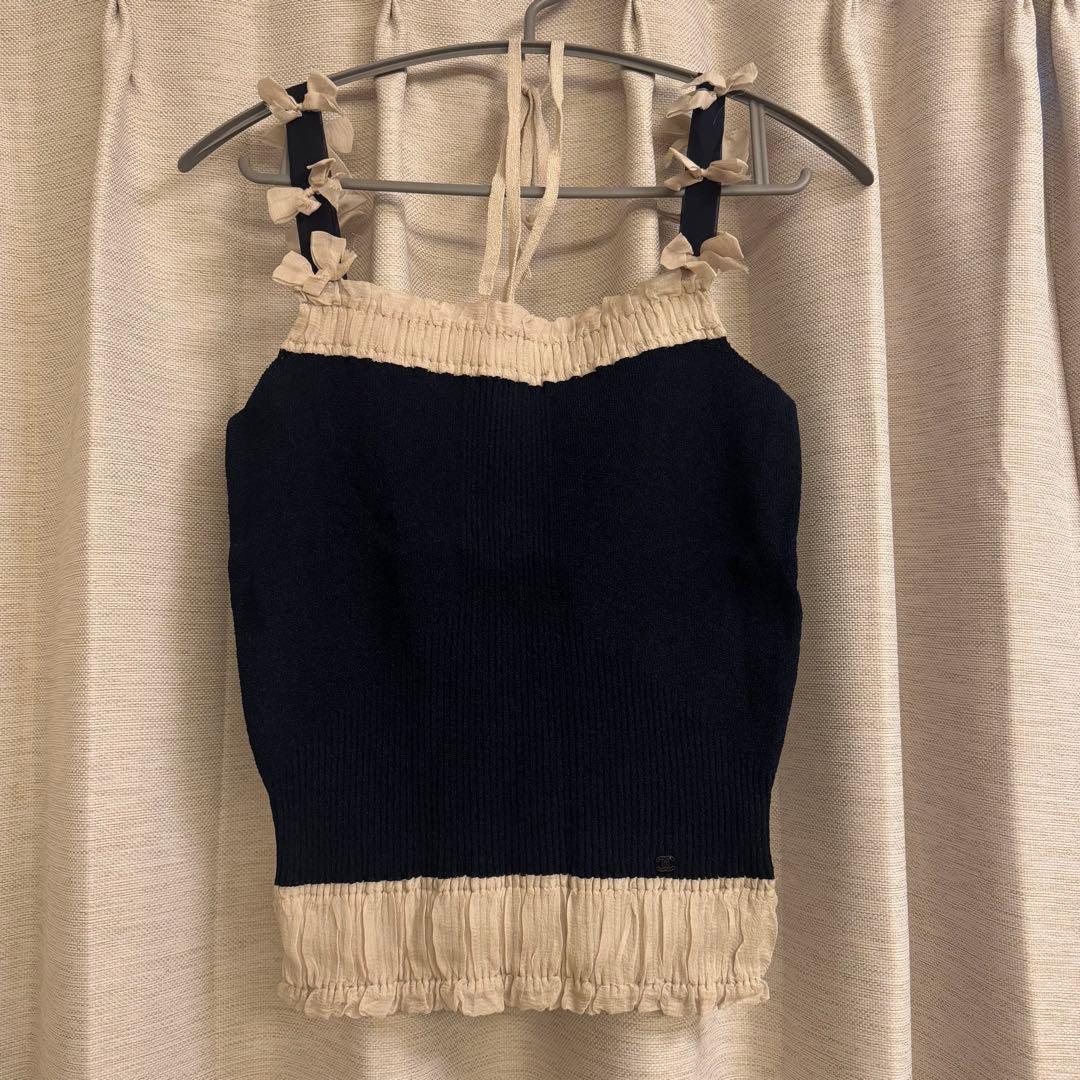 CHANEL Ribbon Strap Knit Camisole シャネル