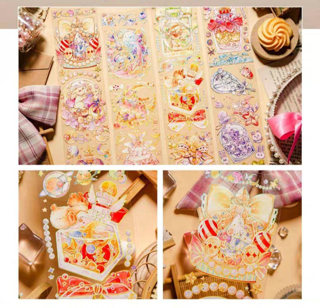 巻売 478★ 海外 マスキングテープ マステ PET 装飾 動物 兎 金ホロ