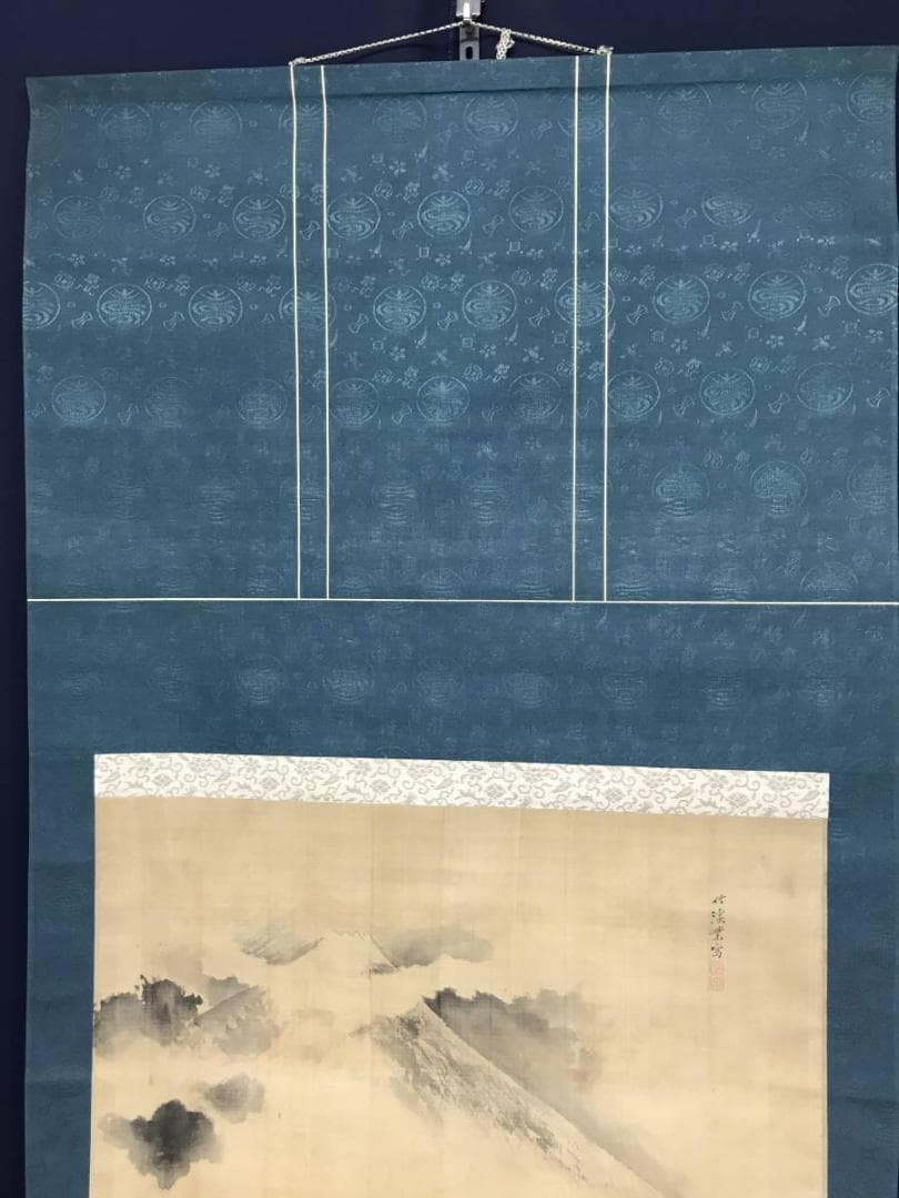 【真作】中林竹渓/富士図/山水図/富士山図/掛軸/名家伝来/AB-1000