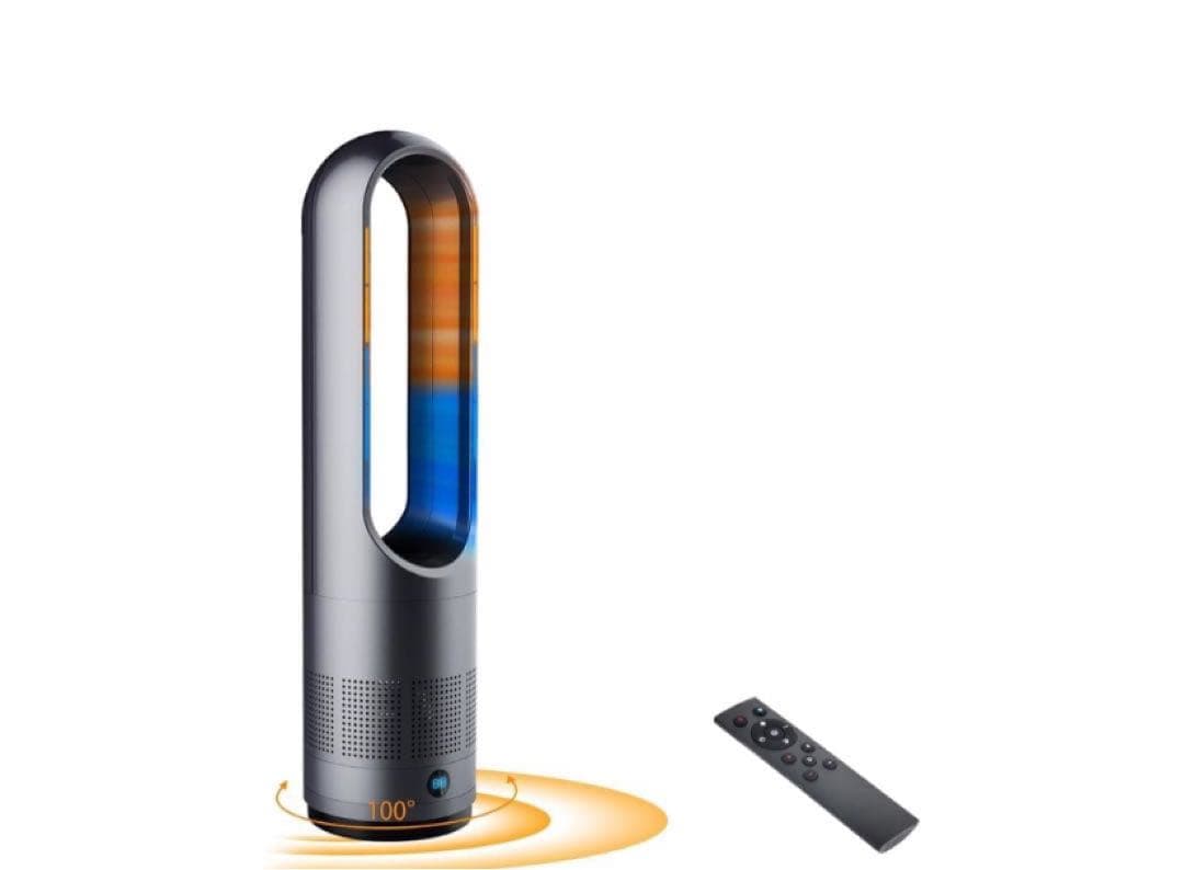 冬新定番・羽根なし・泠暖兼用】ヒーター3段階温風+8段階送風 100°首振り