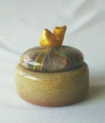 金子正人作★ガラス香合★