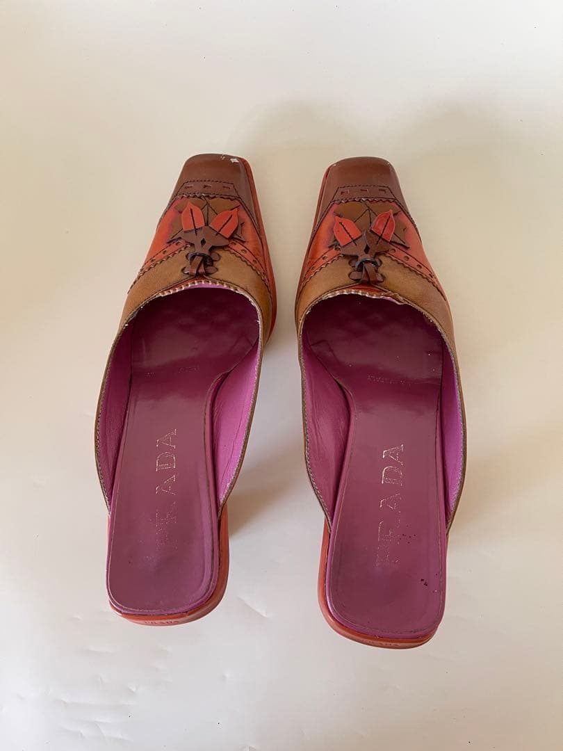 Pradaプラダオープントゥサンダル オレンジブラウン