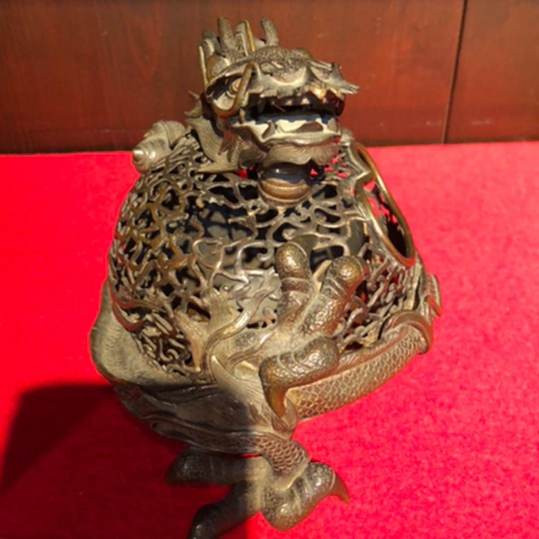 古銅　龍香炉