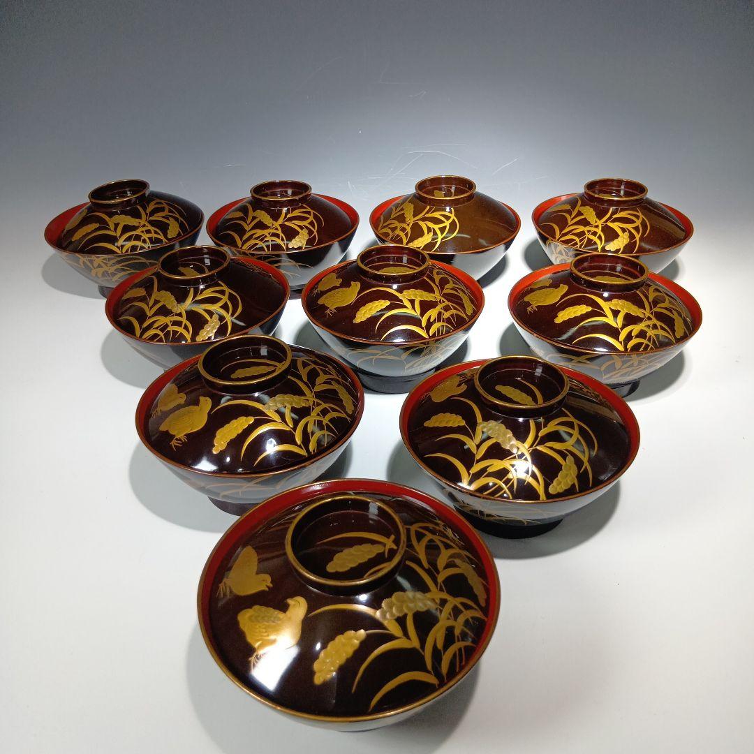 値下げ時代物　蒔絵吸物椀10客