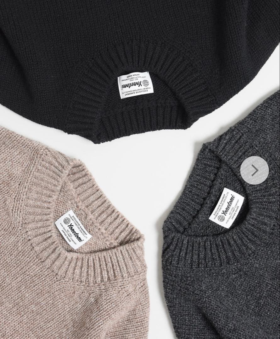 【美品】YONETOMI 24AW ソフトラムウール ニット プルオーバー 黒