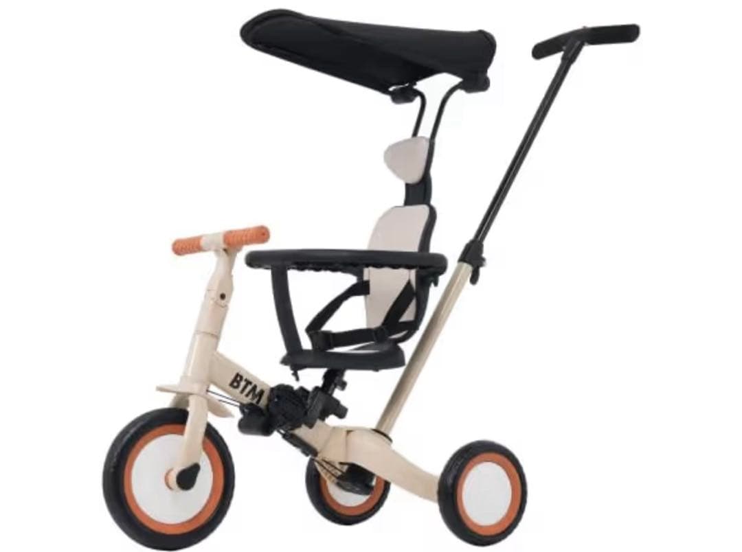 BTM 子供用三輪車 5in1 三輪車のりもの 押し棒付き超軽量 自転車