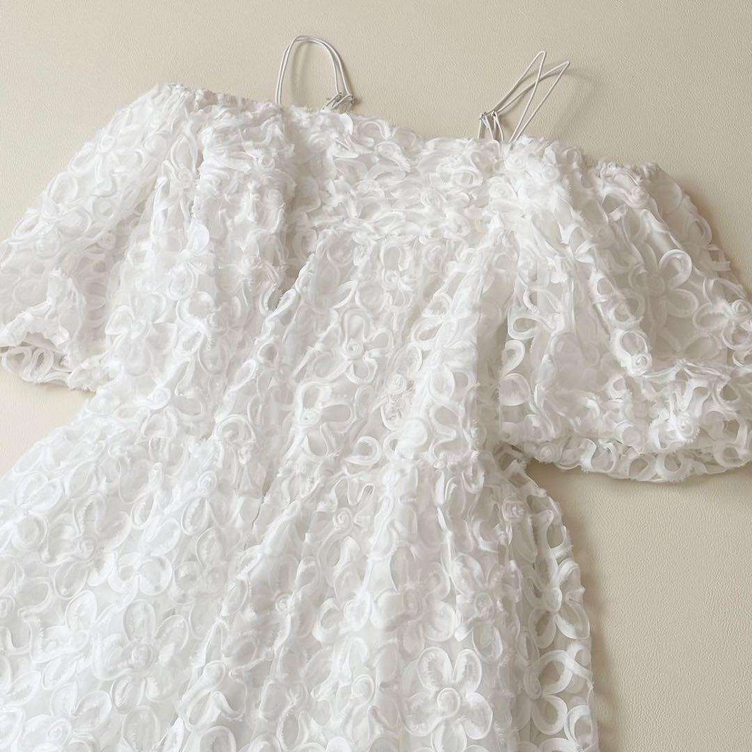 ✨美品✨POPPY フラワーパフスリーブ ティアードミニワンピース FREE