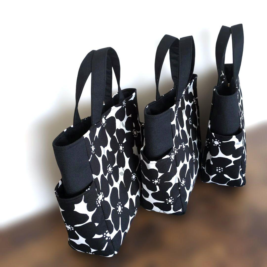 ハンドメイド　サイドポケット付き トートバッグ　花柄