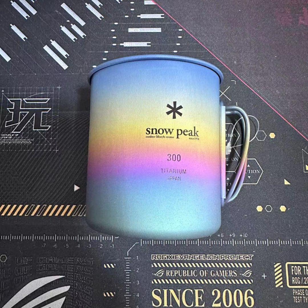 スノーピーク チタンマグ 300 カスタム 陽極酸化 刻印 アート　レインボー