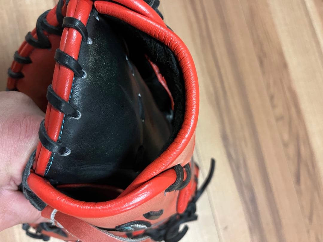 オレンジ レザー 野球グローブ