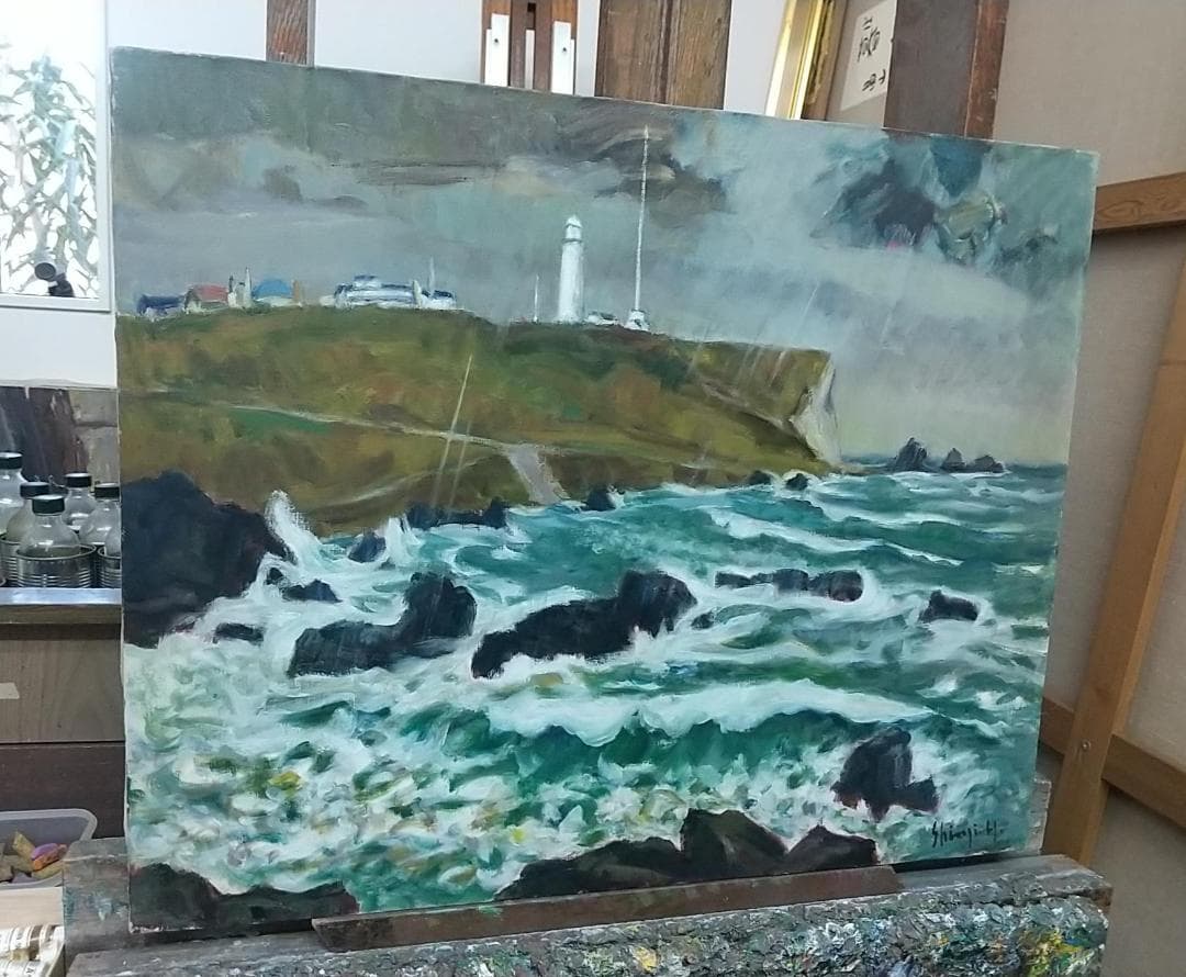 「房総秋雨」1982 F15 油彩画 油絵 絵画