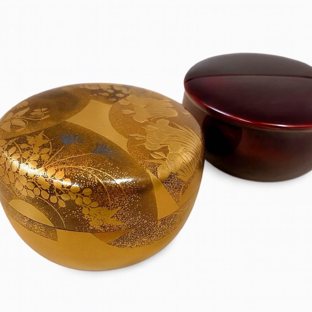 【美品】宗春作 金蒔絵 棗 2点セット 茶道具 なつめ