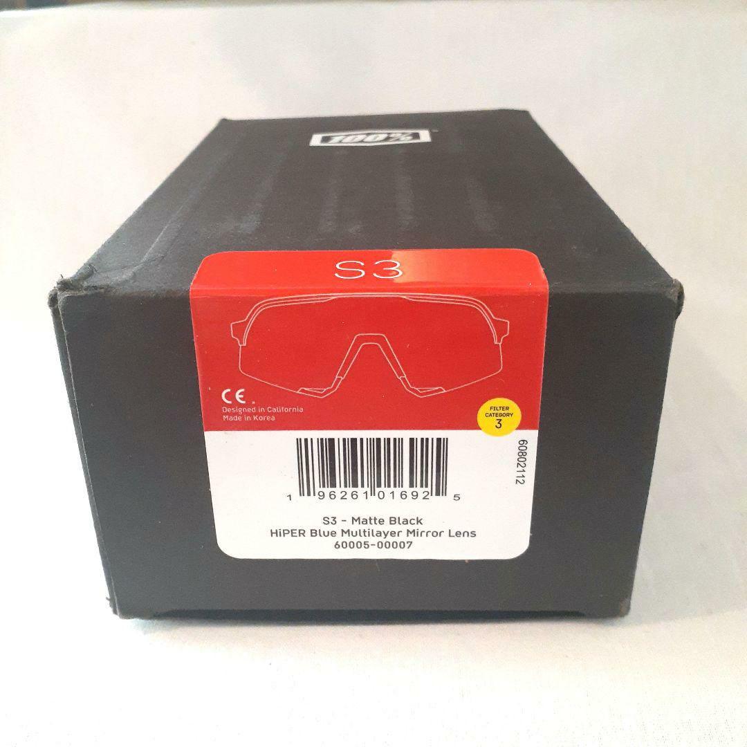 100% S3 ブラック ブルーミラーレンズ ワンハンドレッド サングラス