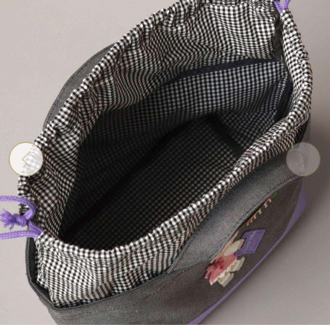 新品未使用【familiar】キャトルレーヴコラボ マチ付巾着バッグ