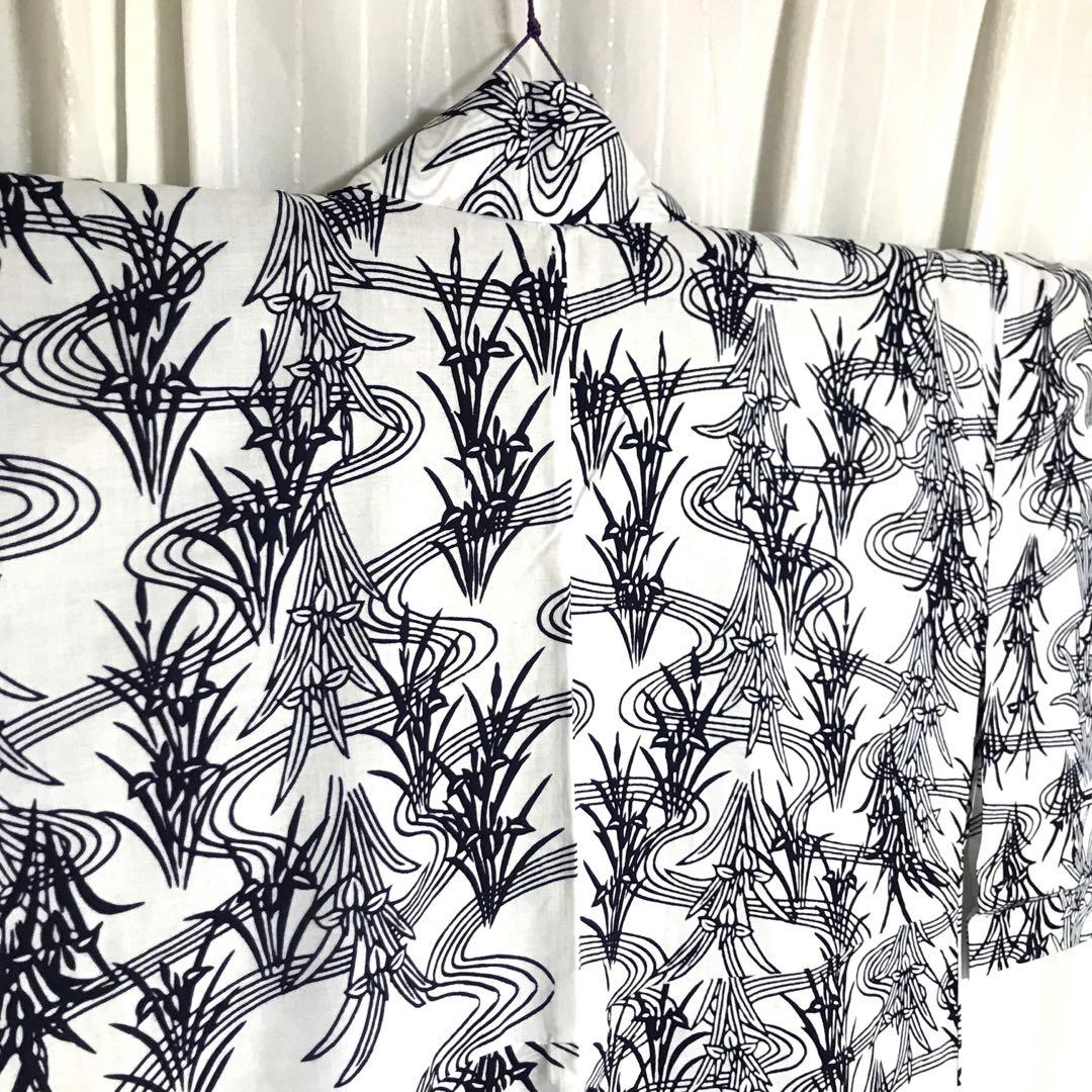 竺仙 浴衣 丈152 裄66.5cm ゆかた カキツバタ あやめ 花菖蒲 藍染