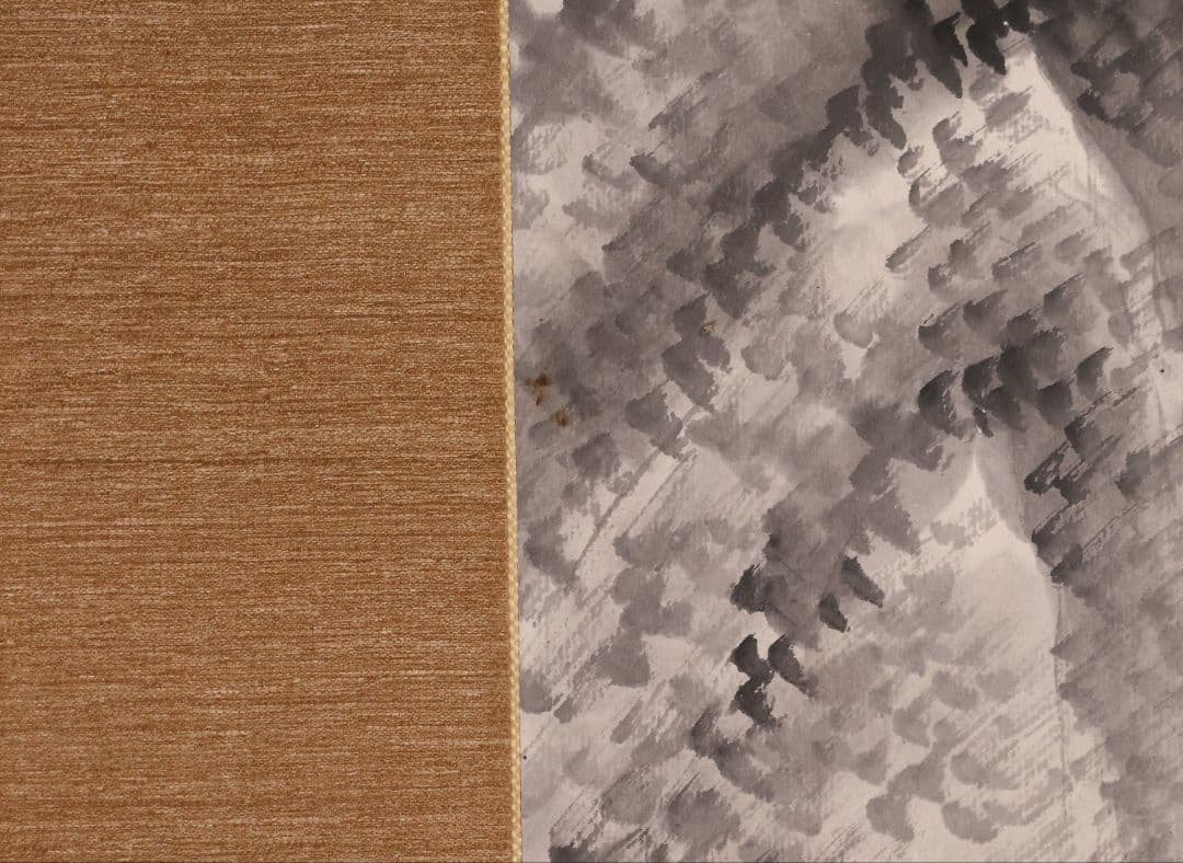 【模写】日本画 山田介堂「秋湖泛舟図」紙本 掛け軸 宏堂識箱 MA709