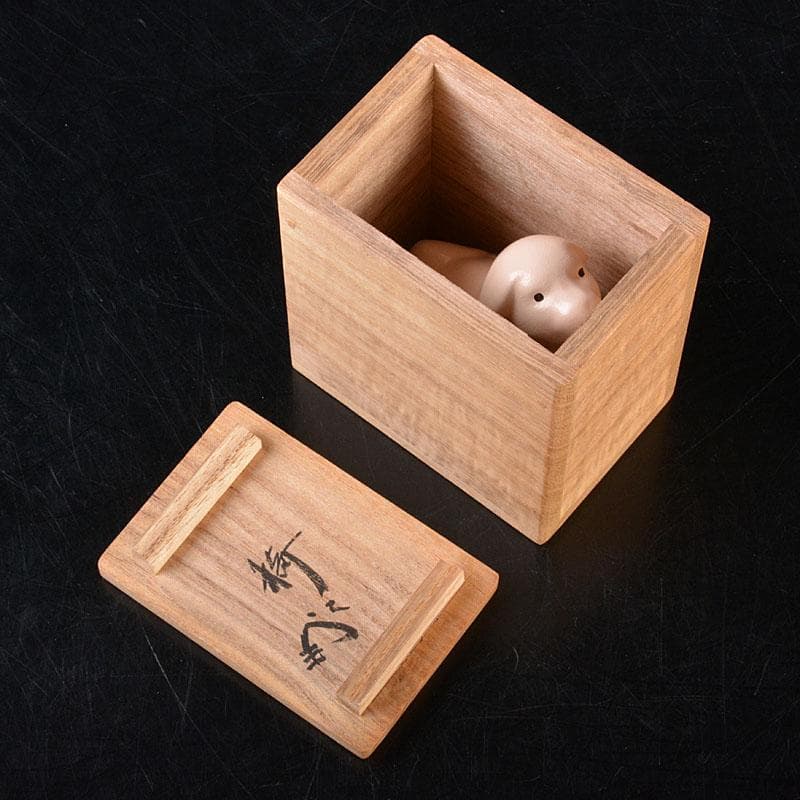 京焼　清水焼　錦染造　干支　戌　香合　藪内流　椅々斎花押　書付箱　V　6861