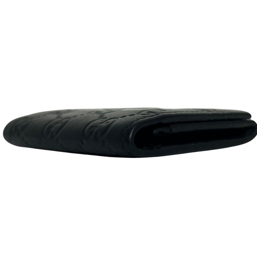 極美✨グッチ 名刺入れ カードケース GGシマ 型押し ブラック レザー