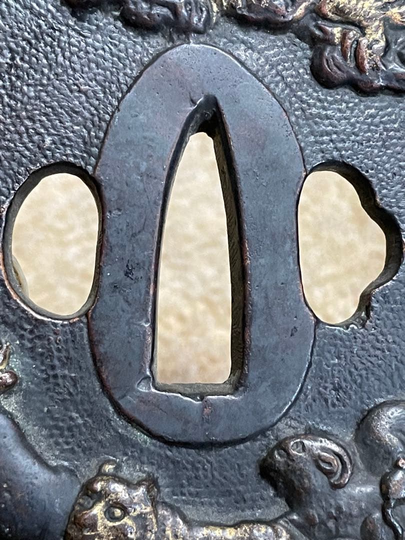 ■江戸後期金工師在銘赤銅鍔■明治期■鍔■日本刀　武具　刀装具　古美術　武士　縁起