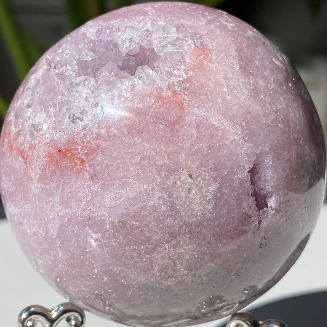 【 天然石 ピンクアメジスト クォーツ スフィア 約68ミリ 】
