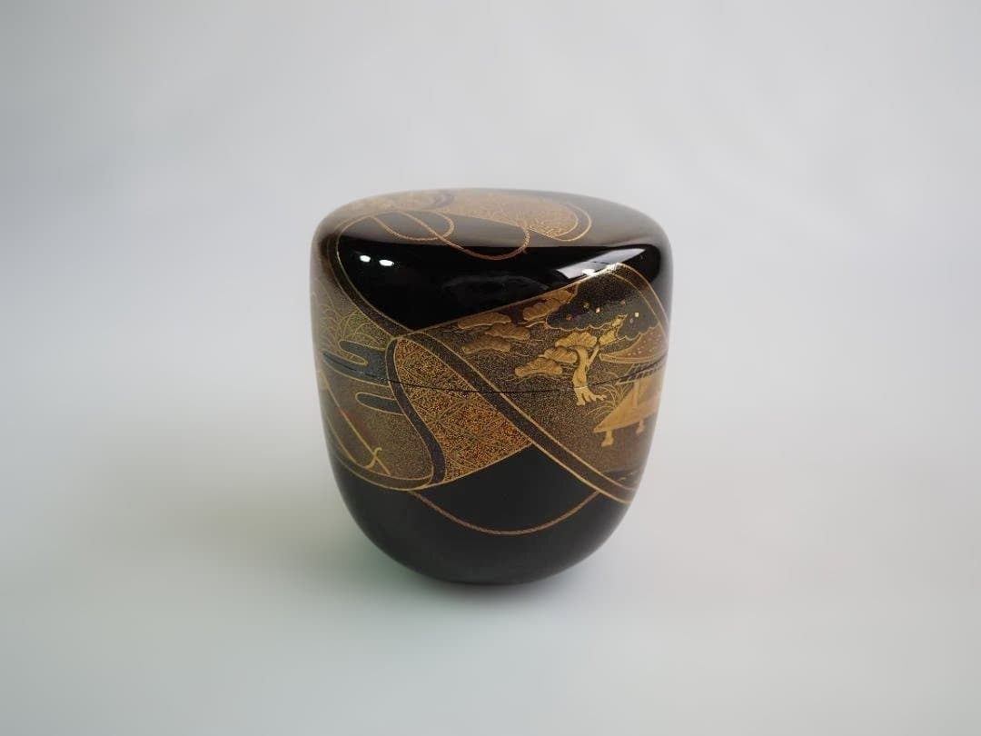 裏千家15世鵬雲斎宗匠御書付『絵巻蒔絵大棗』2代清瀬一光造（共箱）