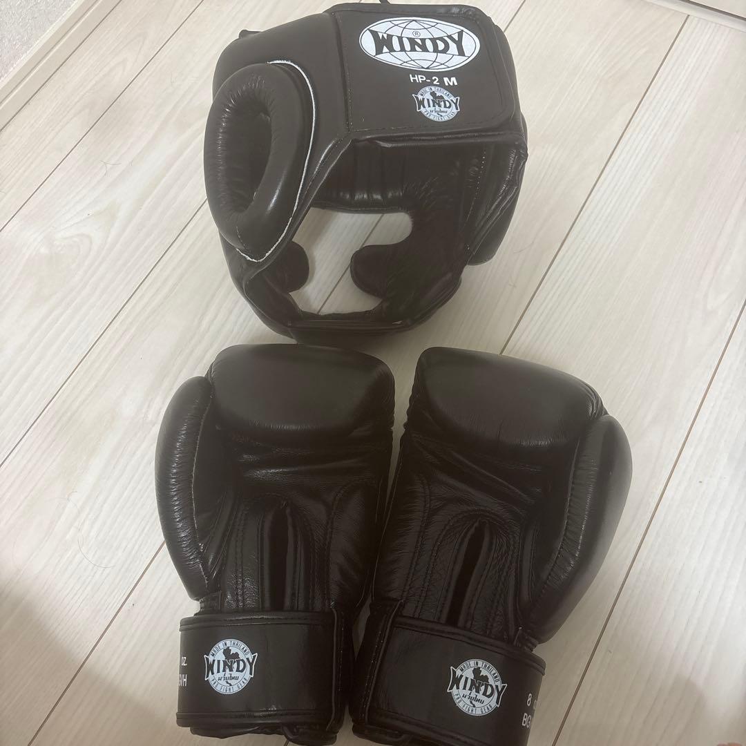 WINDY ボクシンググローブ8 ヘッドギアHP-2 M ブラック