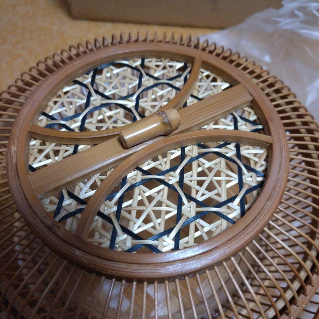 駿河竹千筋細工　竹心坊　伝統工芸品　盆　菓子器　花器　花入　竹細工　箱付　未使用
