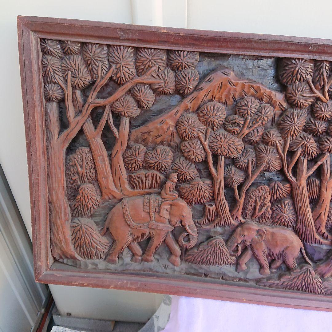 木彫り彫刻額、特大貴重品