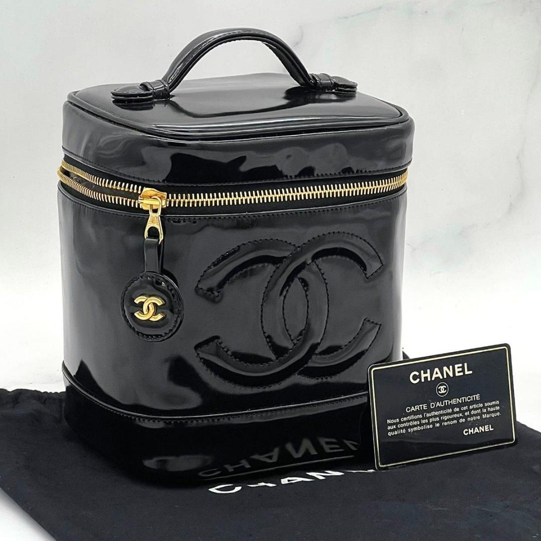 【カード袋付】 シャネル バニティ デカココ ココチャーム ブラック パテント