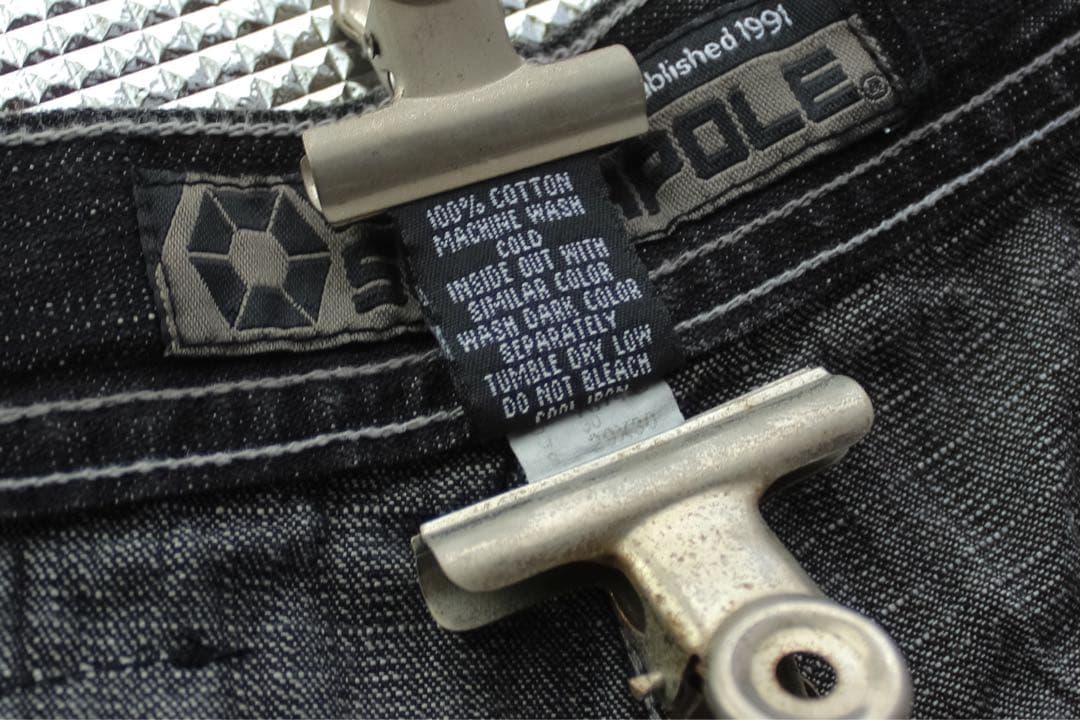 90s SOUTHPOLE ワイドデニム バギーパンツ USA古着 S W29黒